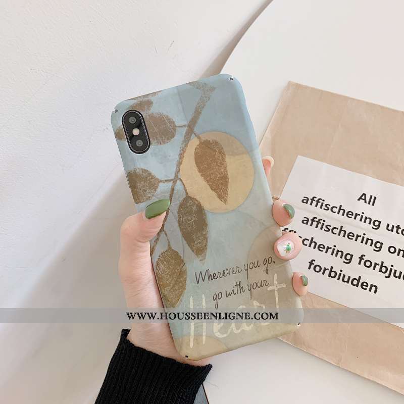 Étui iPhone X Personnalité Créatif Téléphone Portable Vent Peinture À L'huile Tendance Vintage Bleu