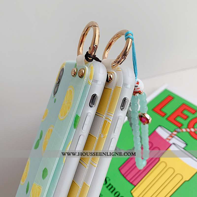 Étui iPhone X Protection Délavé En Daim Support Bracelet Jaune Téléphone Portable Bleu
