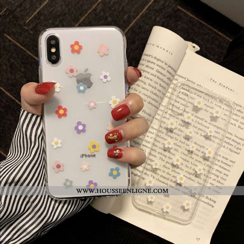Étui iPhone X Silicone Transparent Incassable Tout Compris Fleurs Coque Petite Marguerite Blanche