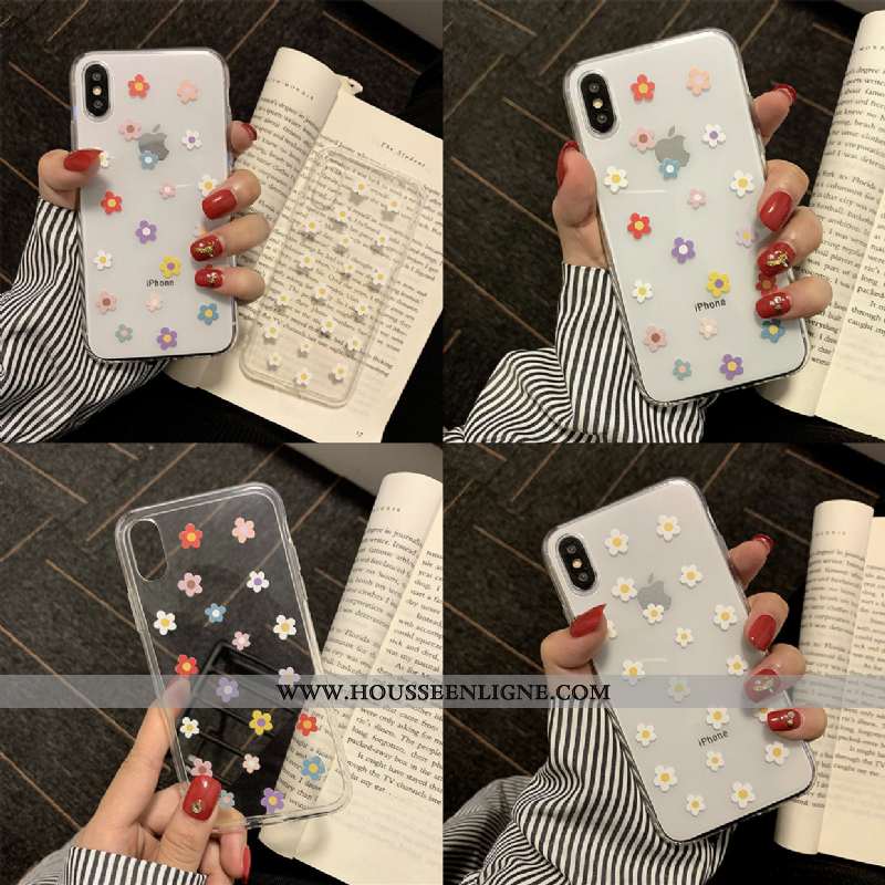 Étui iPhone X Silicone Transparent Incassable Tout Compris Fleurs Coque Petite Marguerite Blanche