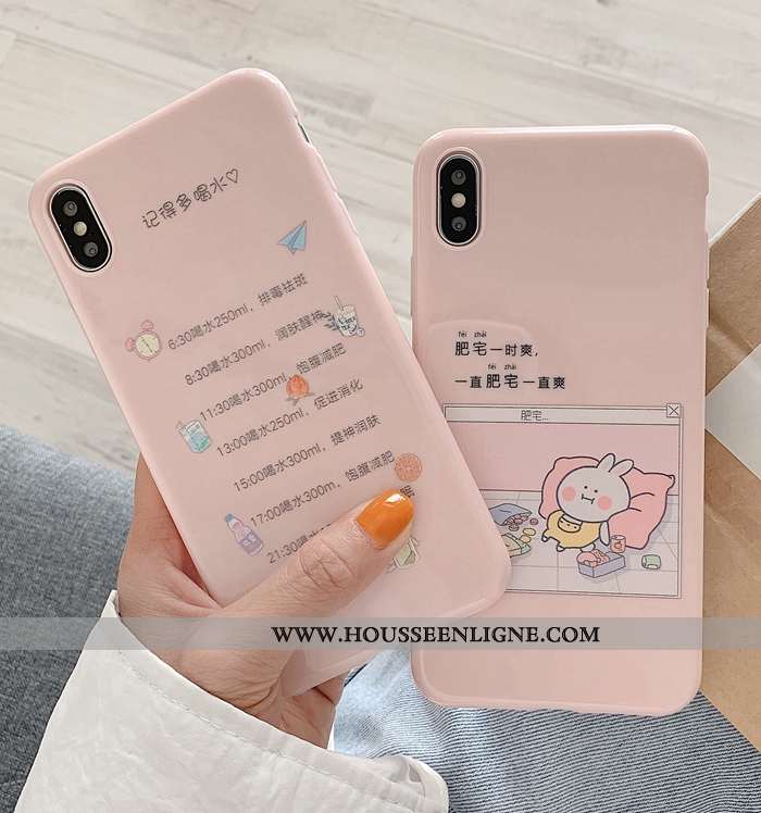 Étui iPhone X Ultra Tendance Coque Vent Silicone Net Rouge Rose