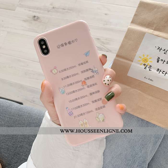 Étui iPhone X Ultra Tendance Coque Vent Silicone Net Rouge Rose