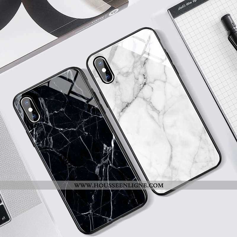 Étui iPhone X Verre Protection Nouveau Blanc Téléphone Portable Coque Grand Noir