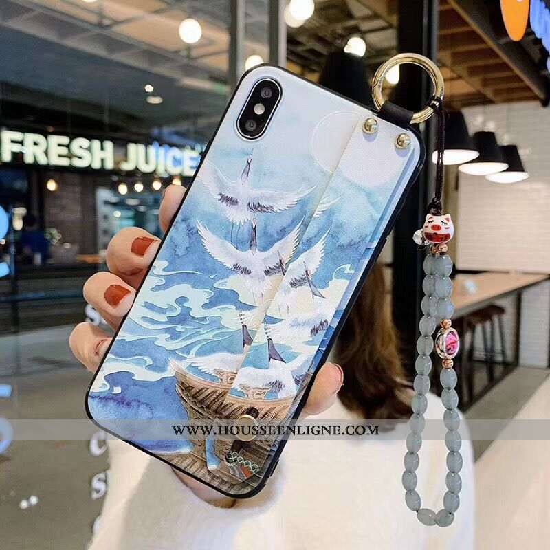 Étui iPhone X Élégant Fluide Doux Bleu Téléphone Portable Coque Créatif Tout Compris