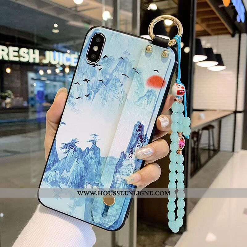 Étui iPhone X Élégant Fluide Doux Bleu Téléphone Portable Coque Créatif Tout Compris
