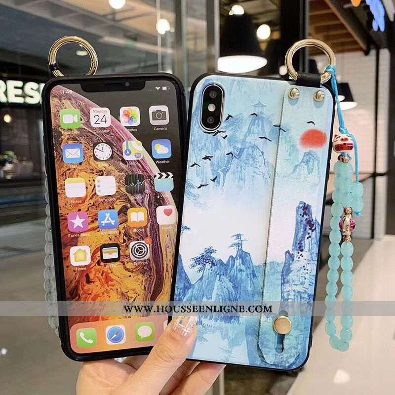 Étui iPhone X Élégant Fluide Doux Bleu Téléphone Portable Coque Créatif Tout Compris