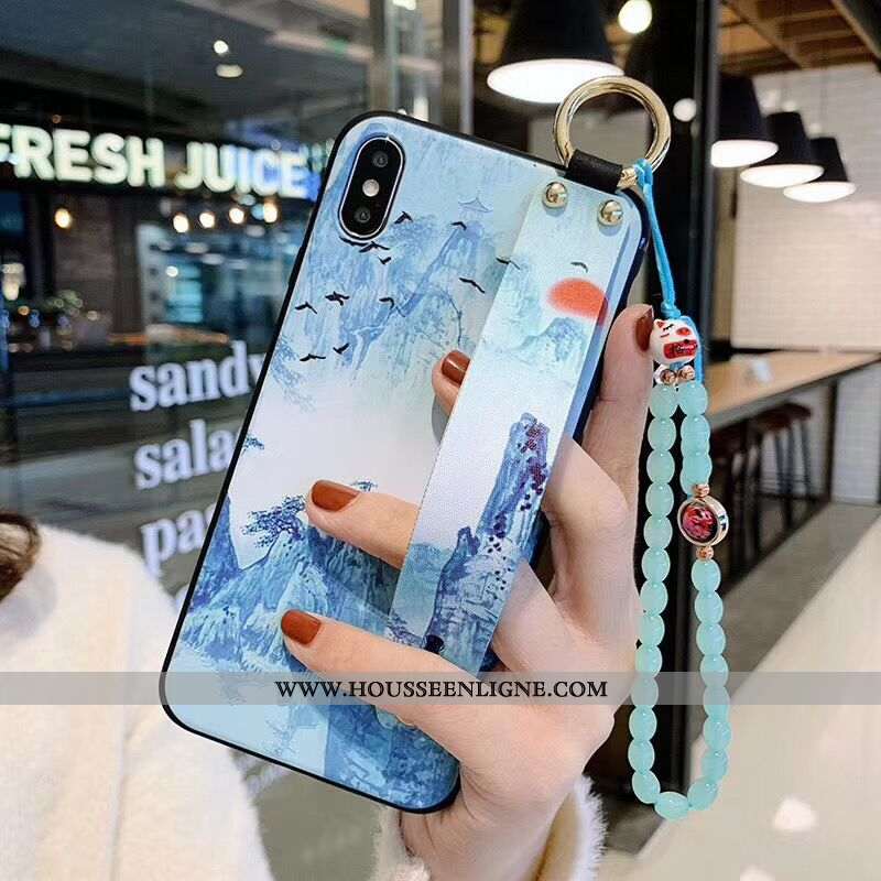 Étui iPhone X Élégant Fluide Doux Bleu Téléphone Portable Coque Créatif Tout Compris