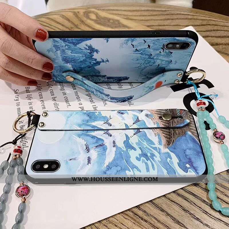Étui iPhone X Élégant Fluide Doux Bleu Téléphone Portable Coque Créatif Tout Compris