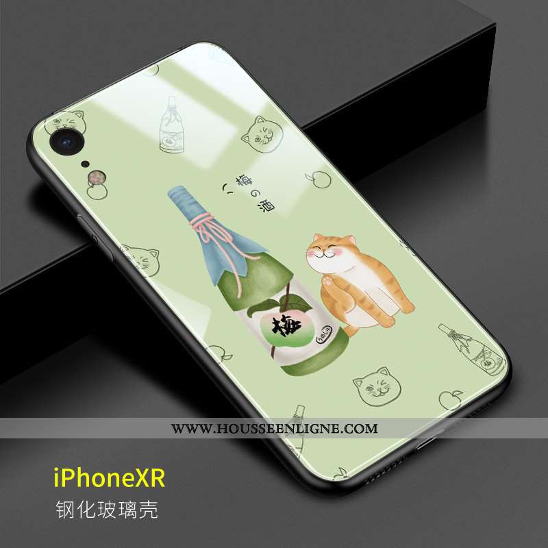 Étui iPhone Xr Charmant Verre Miroir Frais Téléphone Portable Difficile Vert Verte