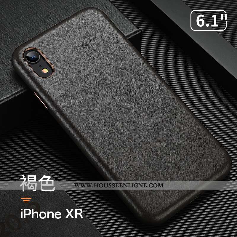Étui iPhone Xr Cuir Véritable Tendance Personnalité Luxe Tout Compris Légère Beige