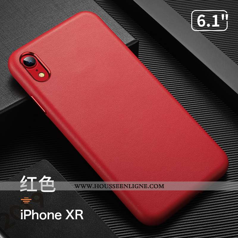 Étui iPhone Xr Cuir Véritable Tendance Personnalité Luxe Tout Compris Légère Beige
