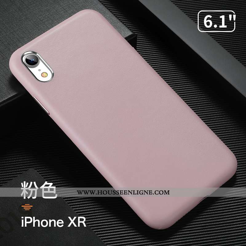Étui iPhone Xr Cuir Véritable Tendance Personnalité Luxe Tout Compris Légère Beige