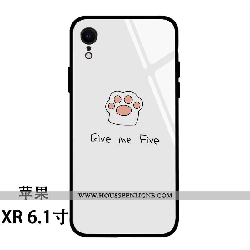 Étui iPhone Xr Dessin Animé Charmant Protection Chat Coque Téléphone Portable Blanche