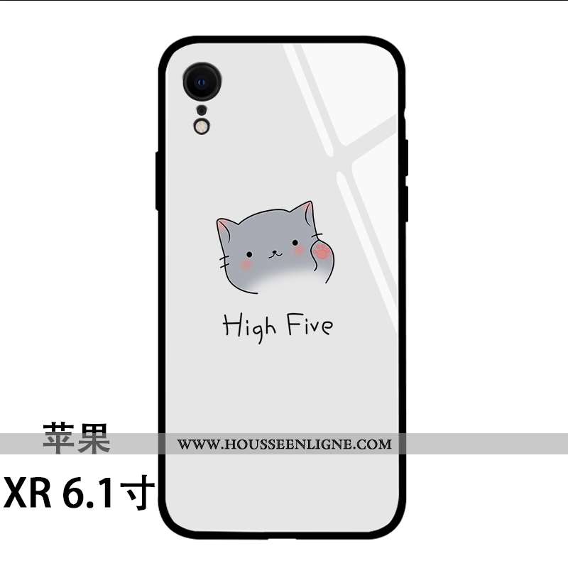 Étui iPhone Xr Dessin Animé Charmant Protection Chat Coque Téléphone Portable Blanche