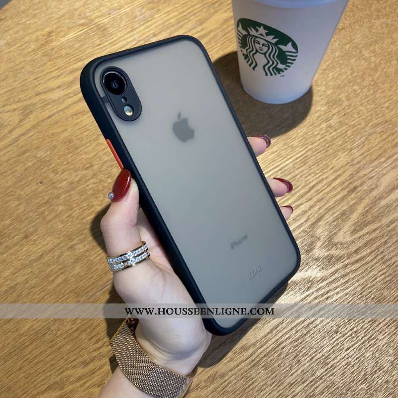 Étui iPhone Xr Délavé En Daim Tendance Luxe Incassable Téléphone Portable Noir Tout Compris