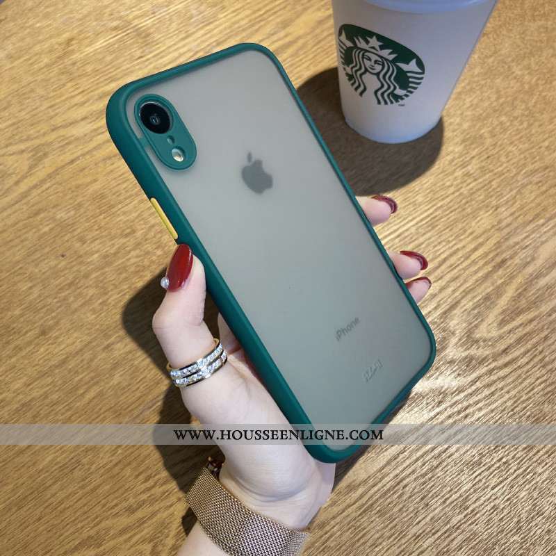 Étui iPhone Xr Délavé En Daim Tendance Luxe Incassable Téléphone Portable Noir Tout Compris