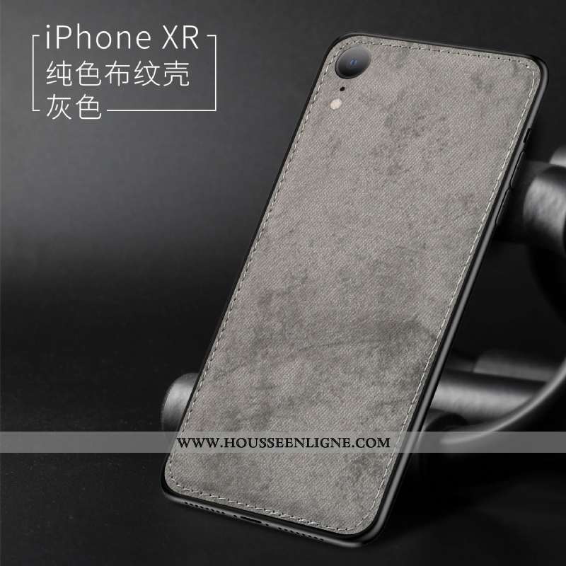 Étui iPhone Xr Modèle Fleurie Fluide Doux Nouveau Protection Ultra Tissu Gris