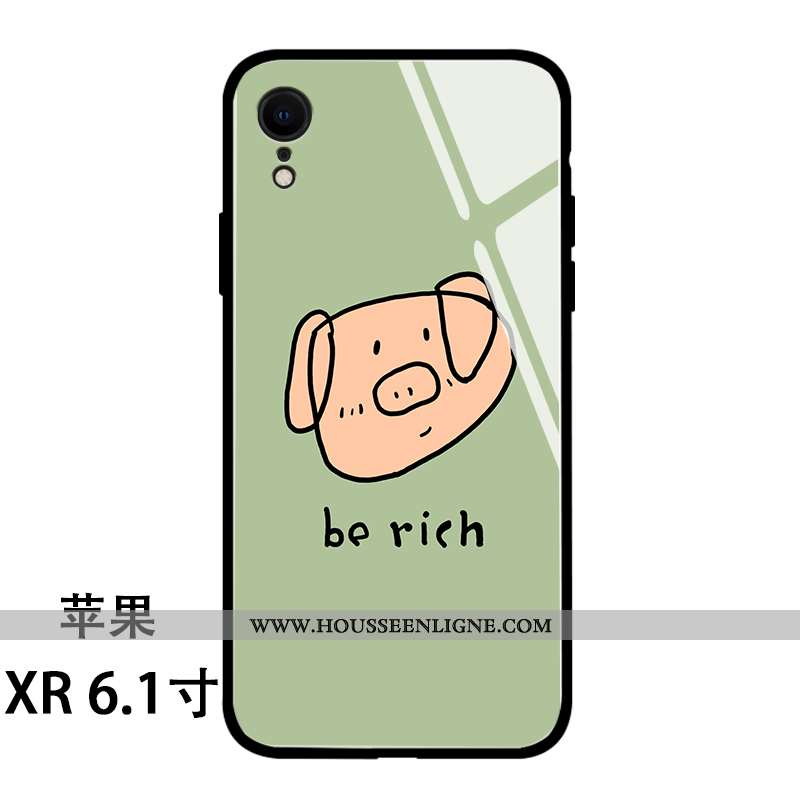 Étui iPhone Xr Personnalité Dessin Animé Nouveau Verre Tendance Amoureux Coque Verte