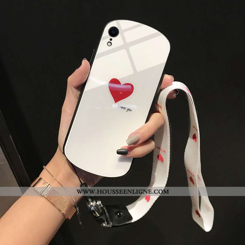 Étui iPhone Xr Silicone Verre Amour Rond Téléphone Portable Coque Rouge