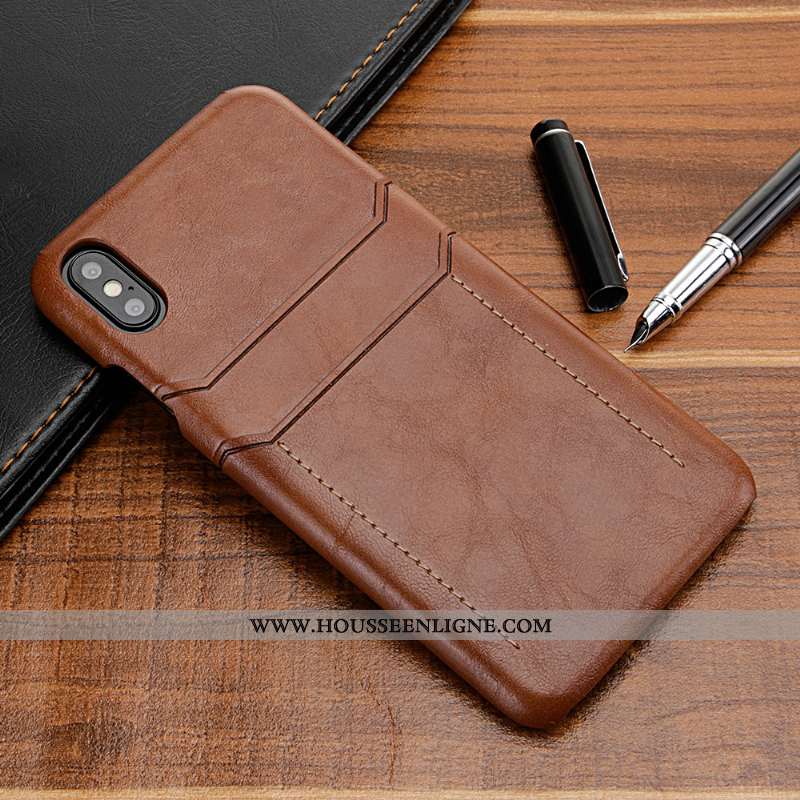 Étui iPhone Xs Cuir Protection Coque Luxe Véritable Incassable Bovins Luxe Marron