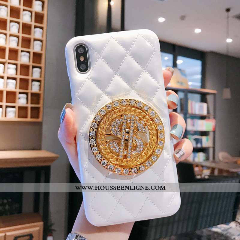 Étui iPhone Xs Cuir Protection Net Rouge Or Petit Blanc Parfumé Blanche