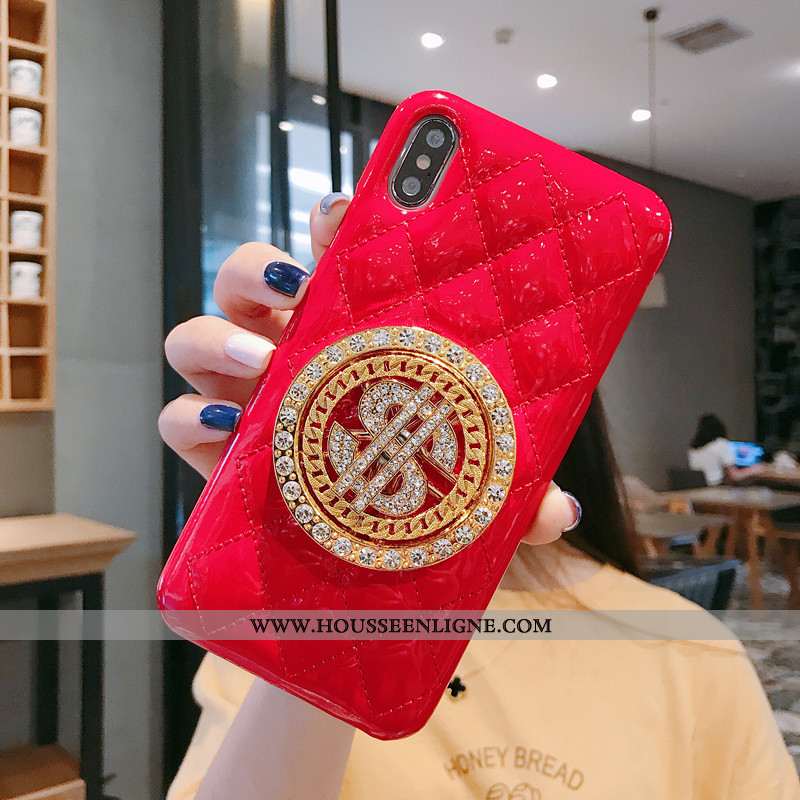 Étui iPhone Xs Cuir Protection Net Rouge Or Petit Blanc Parfumé Blanche