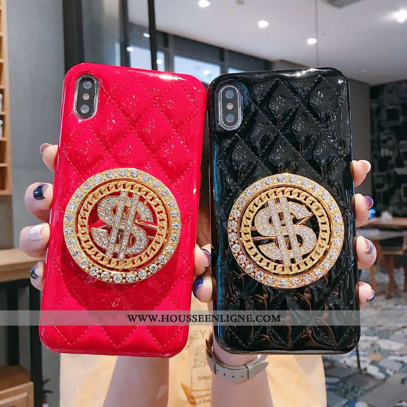 Étui iPhone Xs Cuir Protection Net Rouge Or Petit Blanc Parfumé Blanche