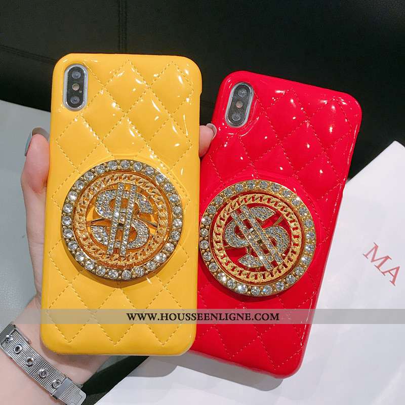 Étui iPhone Xs Cuir Protection Net Rouge Or Petit Blanc Parfumé Blanche