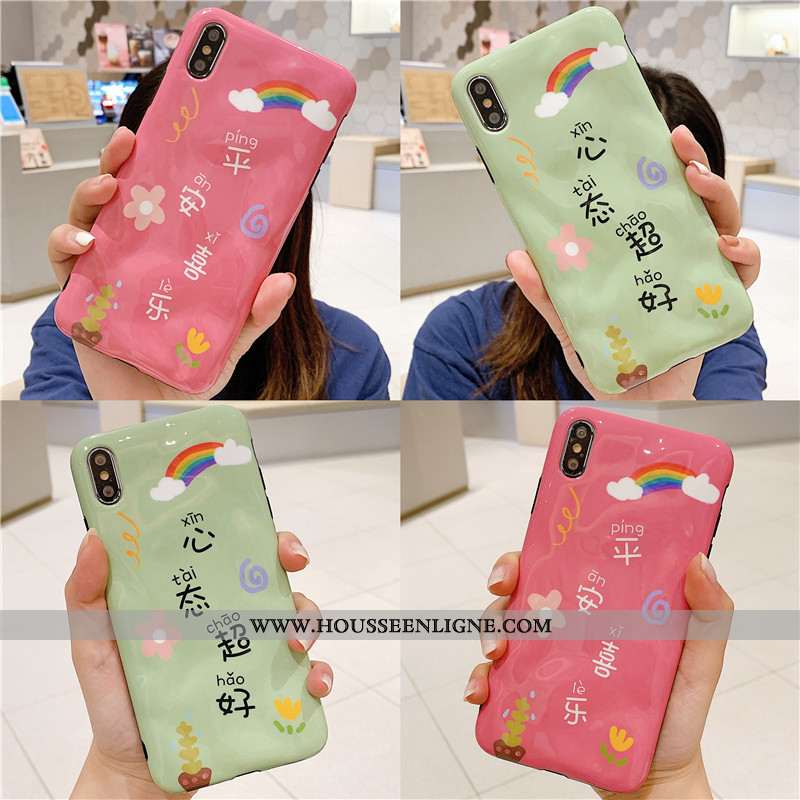 Étui iPhone Xs Fluide Doux Personnalité Amoureux Vert Style Chinois Nouveau Coque Verte