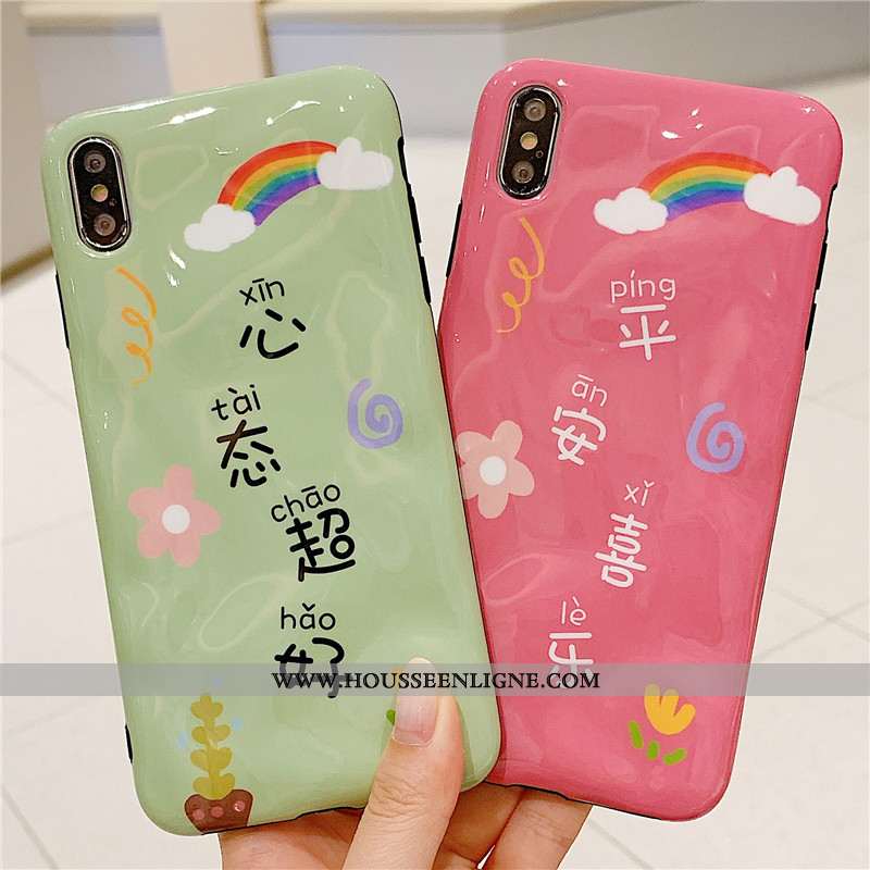 Étui iPhone Xs Fluide Doux Personnalité Amoureux Vert Style Chinois Nouveau Coque Verte
