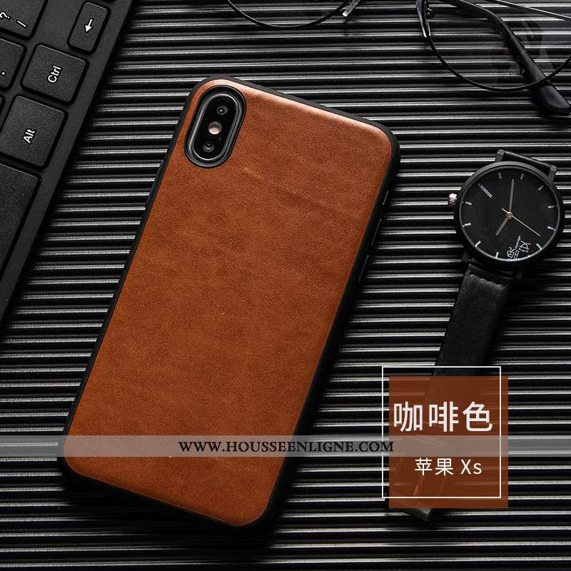 Étui iPhone Xs Luxe Personnalité Coque Créatif Incassable Marron Qualité