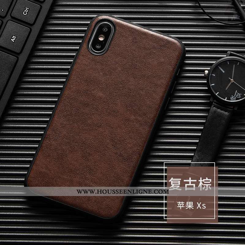 Étui iPhone Xs Luxe Personnalité Coque Créatif Incassable Marron Qualité