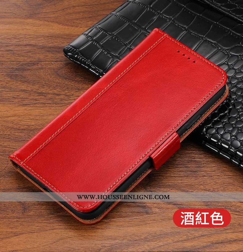 Étui iPhone Xs Max Cuir Portefeuille Coque Bovins Carte Téléphone Portable Rouge