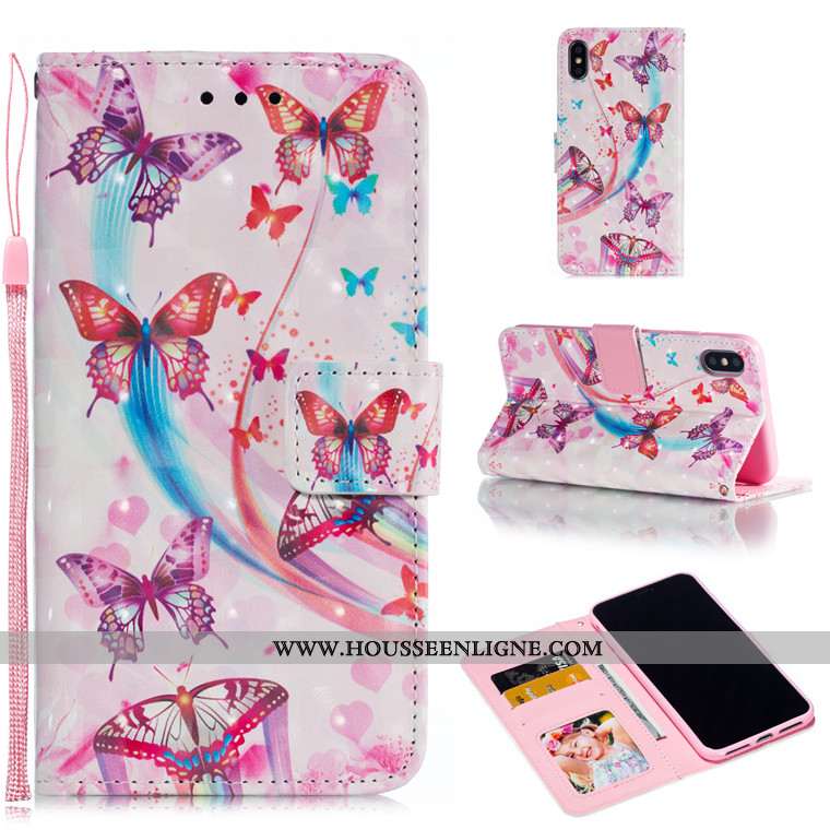 Étui iPhone Xs Max Cuir Protection Incassable Téléphone Portable Violet Charmant Tout Compris