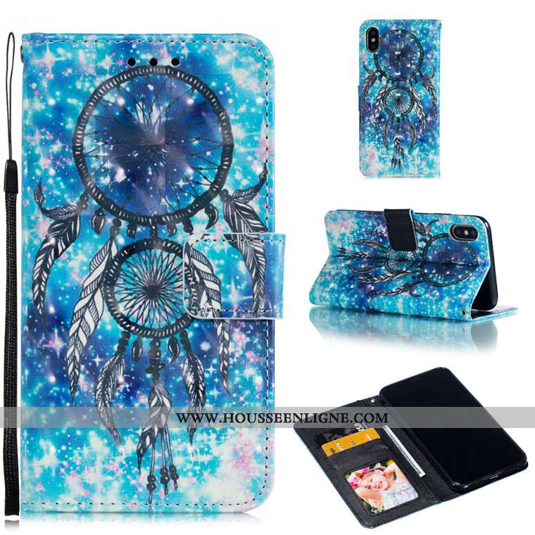 Étui iPhone Xs Max Cuir Protection Incassable Téléphone Portable Violet Charmant Tout Compris