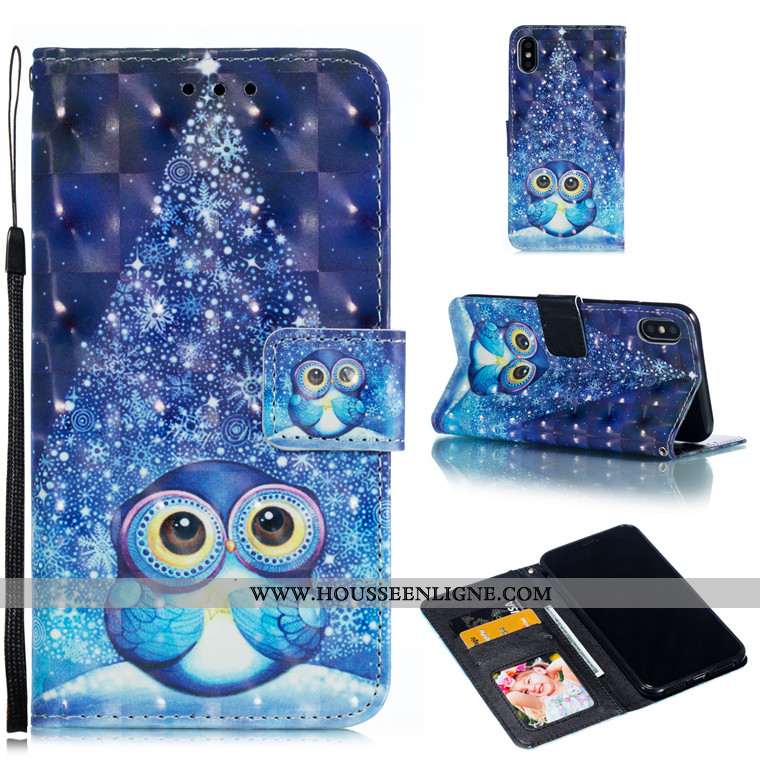 Étui iPhone Xs Max Cuir Protection Incassable Téléphone Portable Violet Charmant Tout Compris
