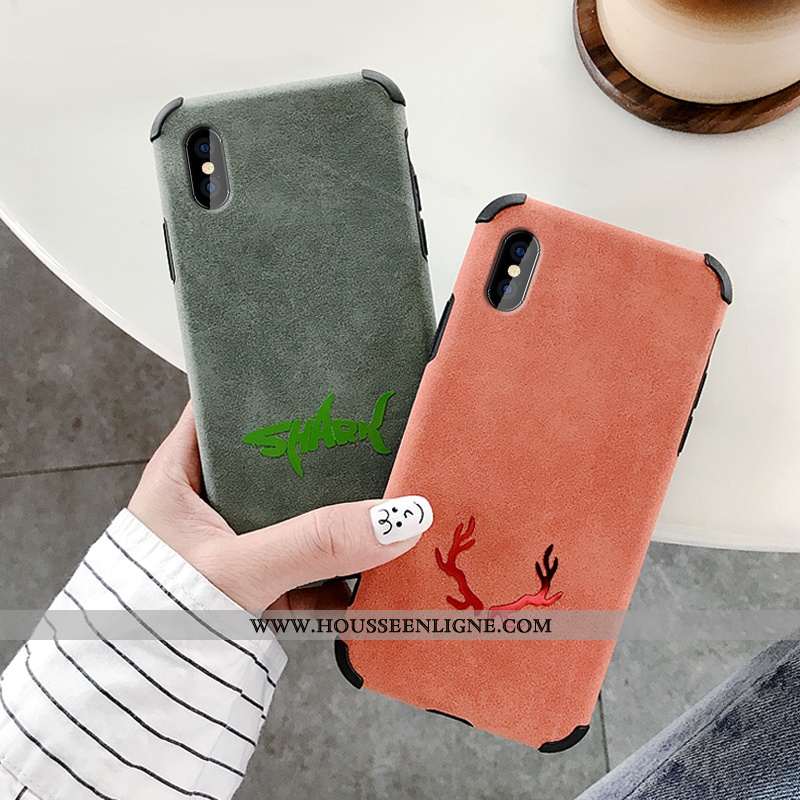 Étui iPhone Xs Max Légère Cuir Ultra Peluche Fluide Doux Vert Téléphone Portable Turquoise