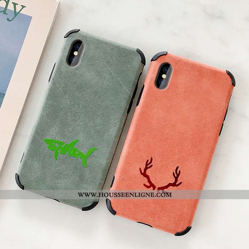 Étui iPhone Xs Max Légère Cuir Ultra Peluche Fluide Doux Vert Téléphone Portable Turquoise