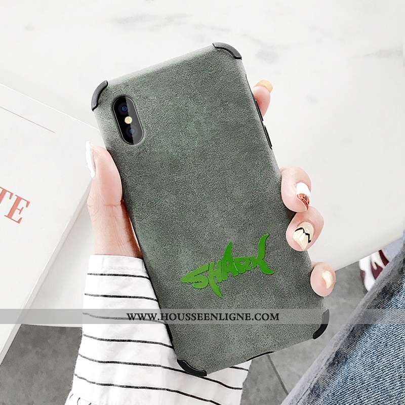 Étui iPhone Xs Max Légère Cuir Ultra Peluche Fluide Doux Vert Téléphone Portable Turquoise