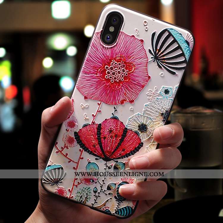 Étui iPhone Xs Max Légère Fluide Doux Téléphone Portable Rose Ornements Suspendus Tendance Ultra