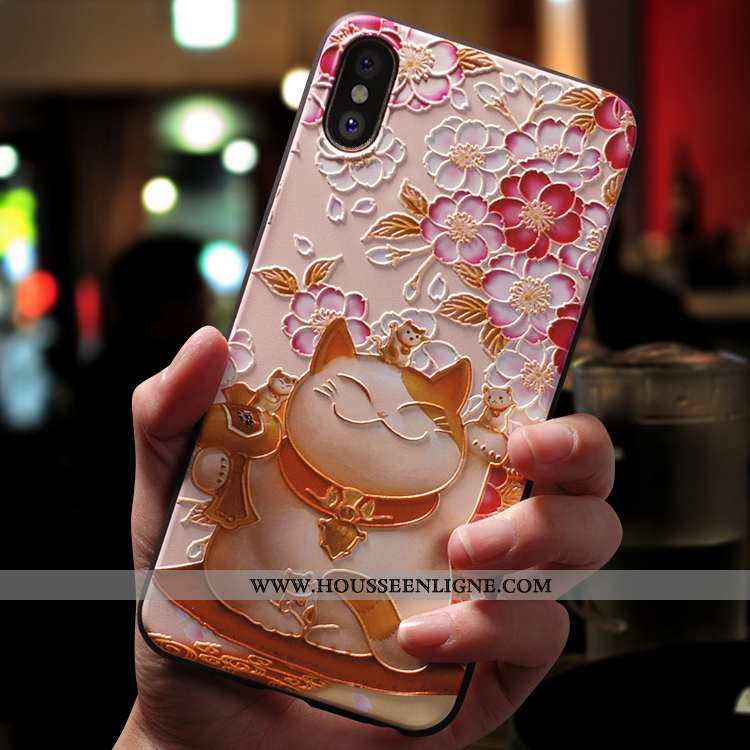 Étui iPhone Xs Max Légère Fluide Doux Téléphone Portable Rose Ornements Suspendus Tendance Ultra