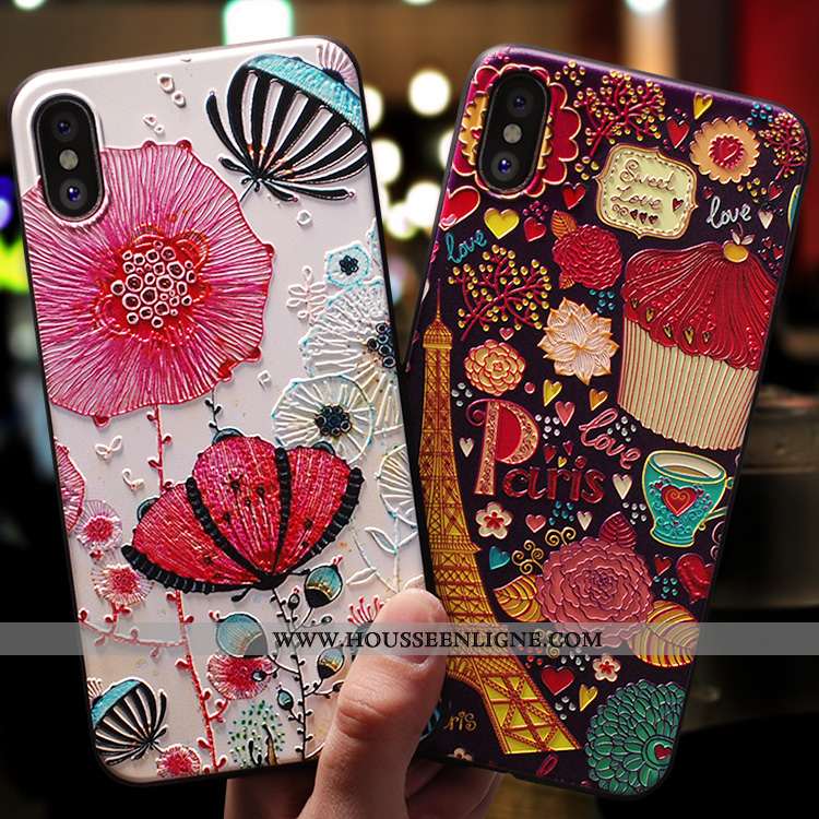 Étui iPhone Xs Max Légère Fluide Doux Téléphone Portable Rose Ornements Suspendus Tendance Ultra
