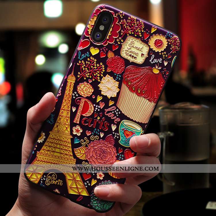 Étui iPhone Xs Max Légère Fluide Doux Téléphone Portable Rose Ornements Suspendus Tendance Ultra