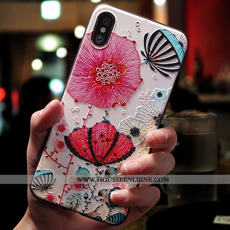 Étui iPhone Xs Max Légère Fluide Doux Téléphone Portable Rose Ornements Suspendus Tendance Ultra