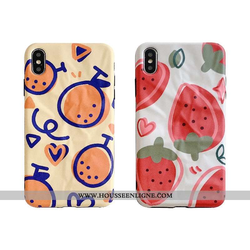 Étui iPhone Xs Max Original Fluide Doux Rouge Téléphone Portable Plissé Fraise Coque