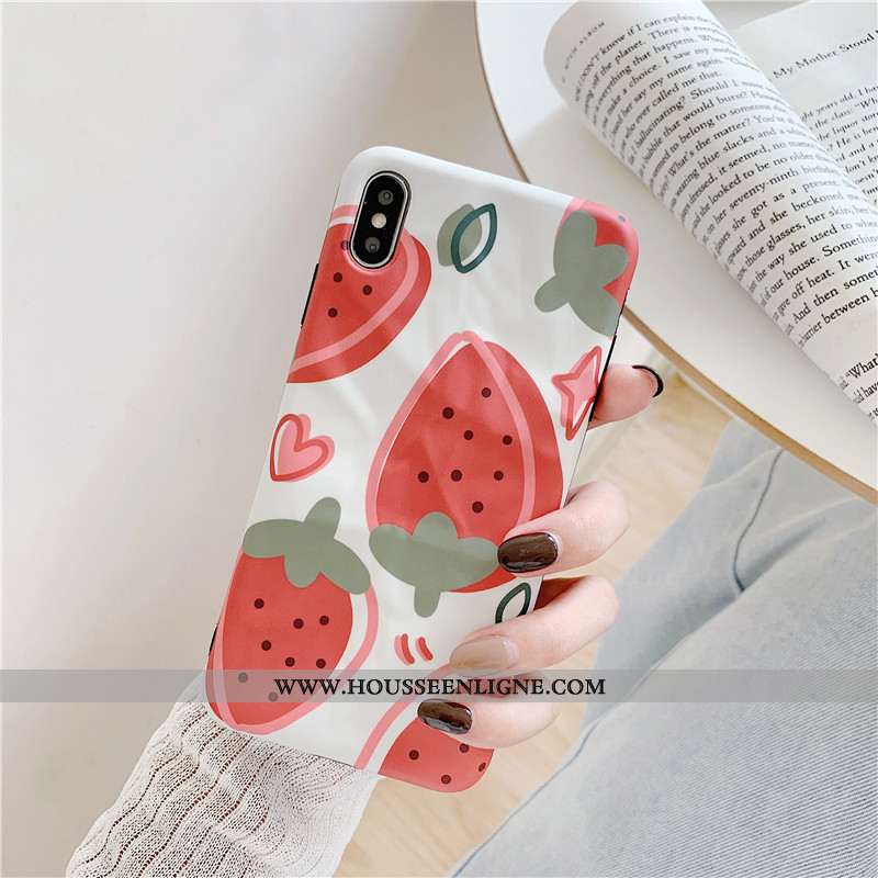 Étui iPhone Xs Max Original Fluide Doux Rouge Téléphone Portable Plissé Fraise Coque