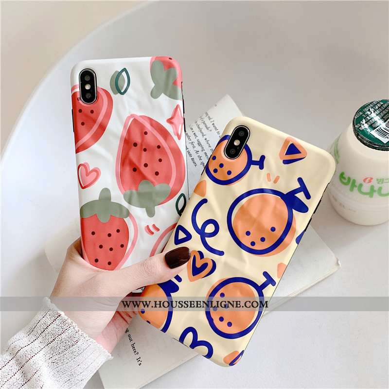 Étui iPhone Xs Max Original Fluide Doux Rouge Téléphone Portable Plissé Fraise Coque