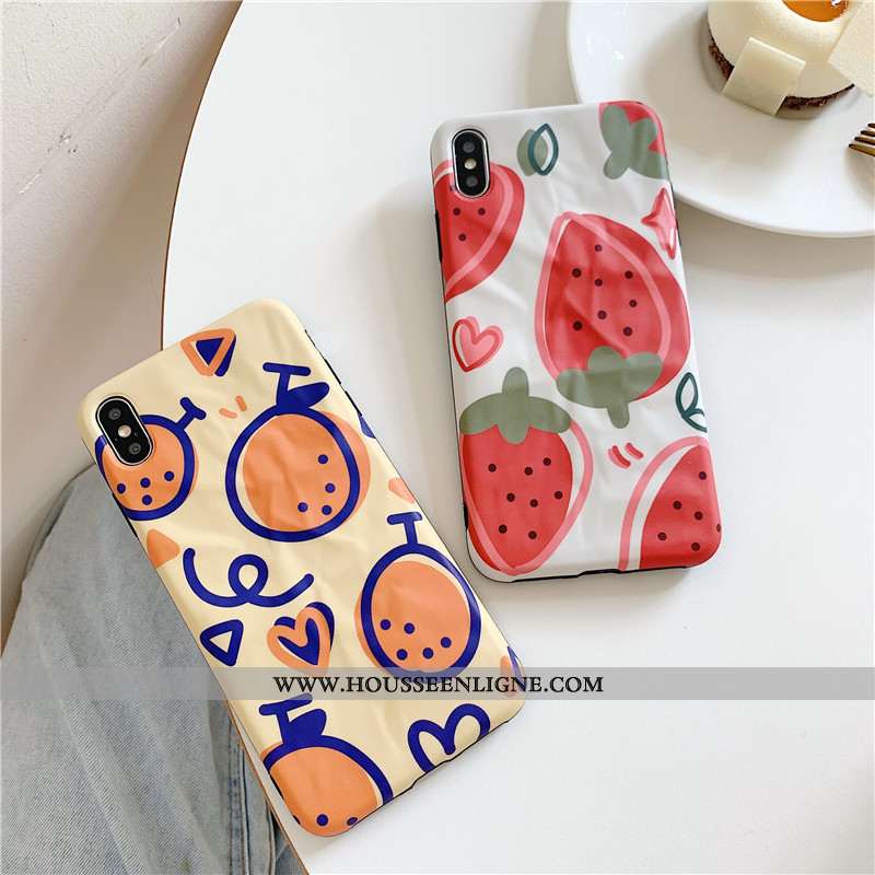 Étui iPhone Xs Max Original Fluide Doux Rouge Téléphone Portable Plissé Fraise Coque