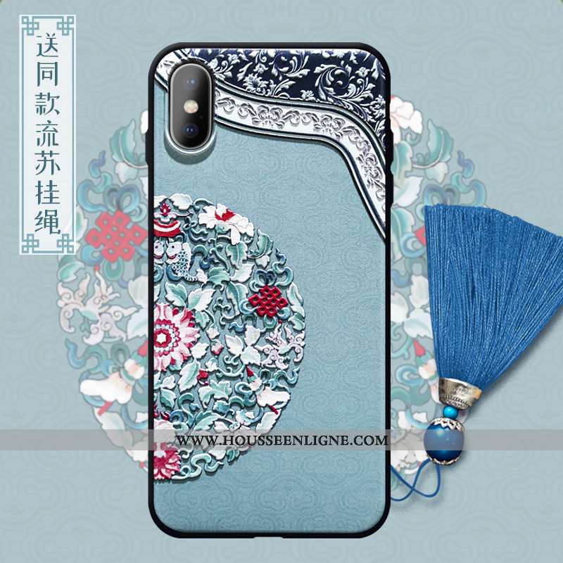 Étui iPhone Xs Max Ornements Suspendus Gaufrage Palais Jaune Vent Style Chinois