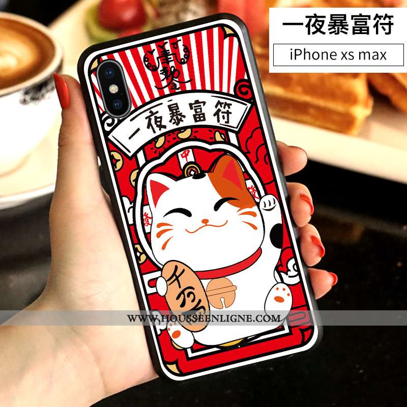 Étui iPhone Xs Max Personnalité Créatif Dessin Animé Blanc Incassable Amoureux Net Rouge Blanche